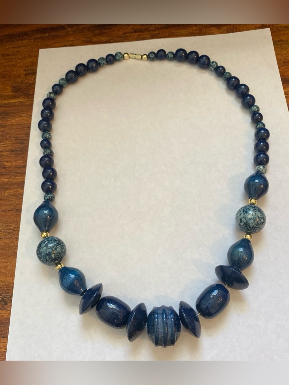 Chunky Handcrafted Blue Beaded Women's Necklace